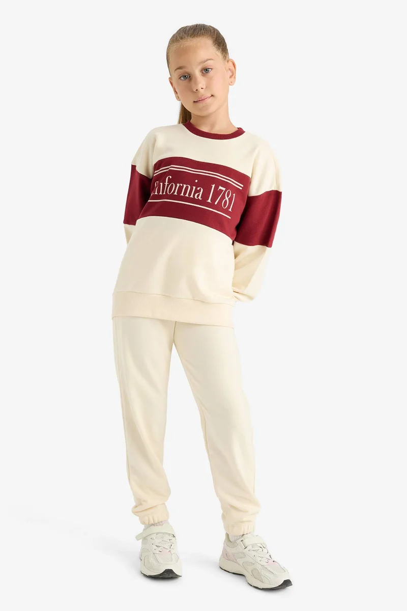 DeFacto Girl Printed Sweatshirt Sweatpants 2 Piece Set