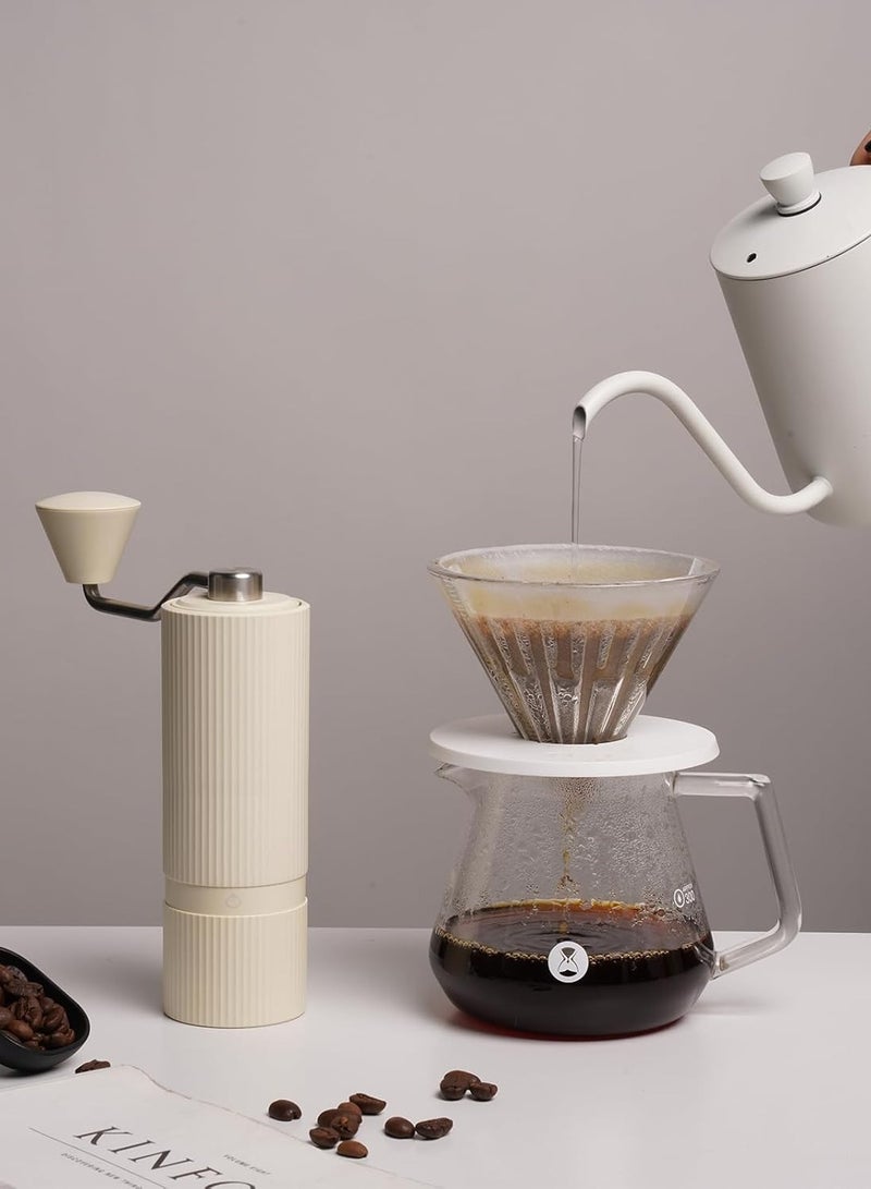 NUTTII NUTTII Portable Manual Coffee Grinder – 27 Precise Grind Settings, Anti-Drop Design , CNC Stainless Steel Burr for Home & Travel | Goosey Series(Off-White)  - Image 5