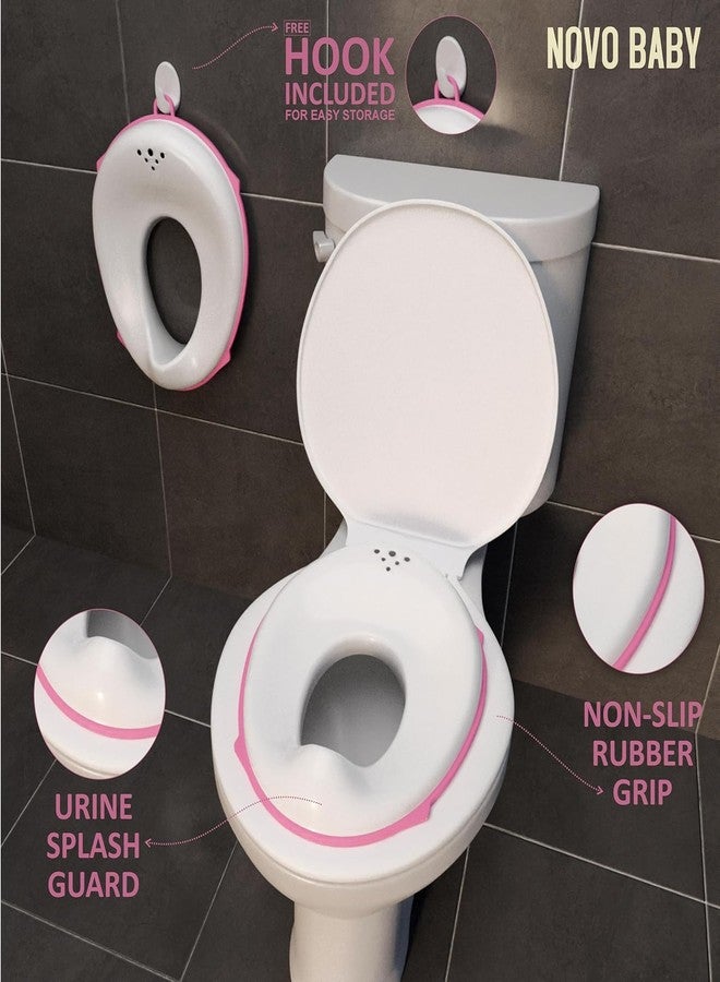 Blink Basket Portable Baby Unisex Potty Training Toilet Seat with Non-Slip Base, Splash Guard, and Storage Hook - for 0-6 Year Child, Fits Round & Oval Toilets,Toddler Travel-Friendly (PINK) - Image 3