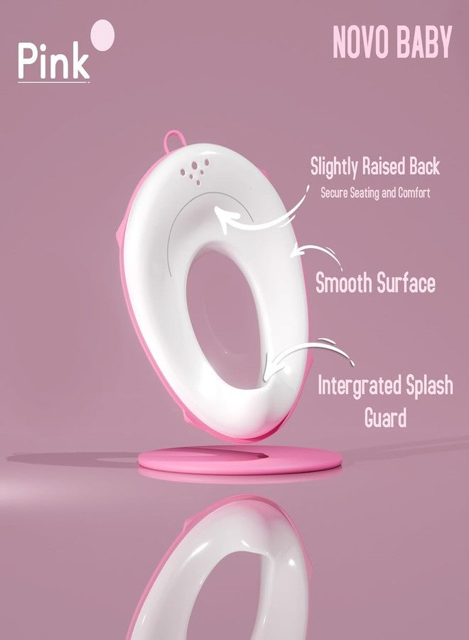 Blink Basket Portable Baby Unisex Potty Training Toilet Seat with Non-Slip Base, Splash Guard, and Storage Hook - for 0-6 Year Child, Fits Round & Oval Toilets,Toddler Travel-Friendly (PINK) - Image 2