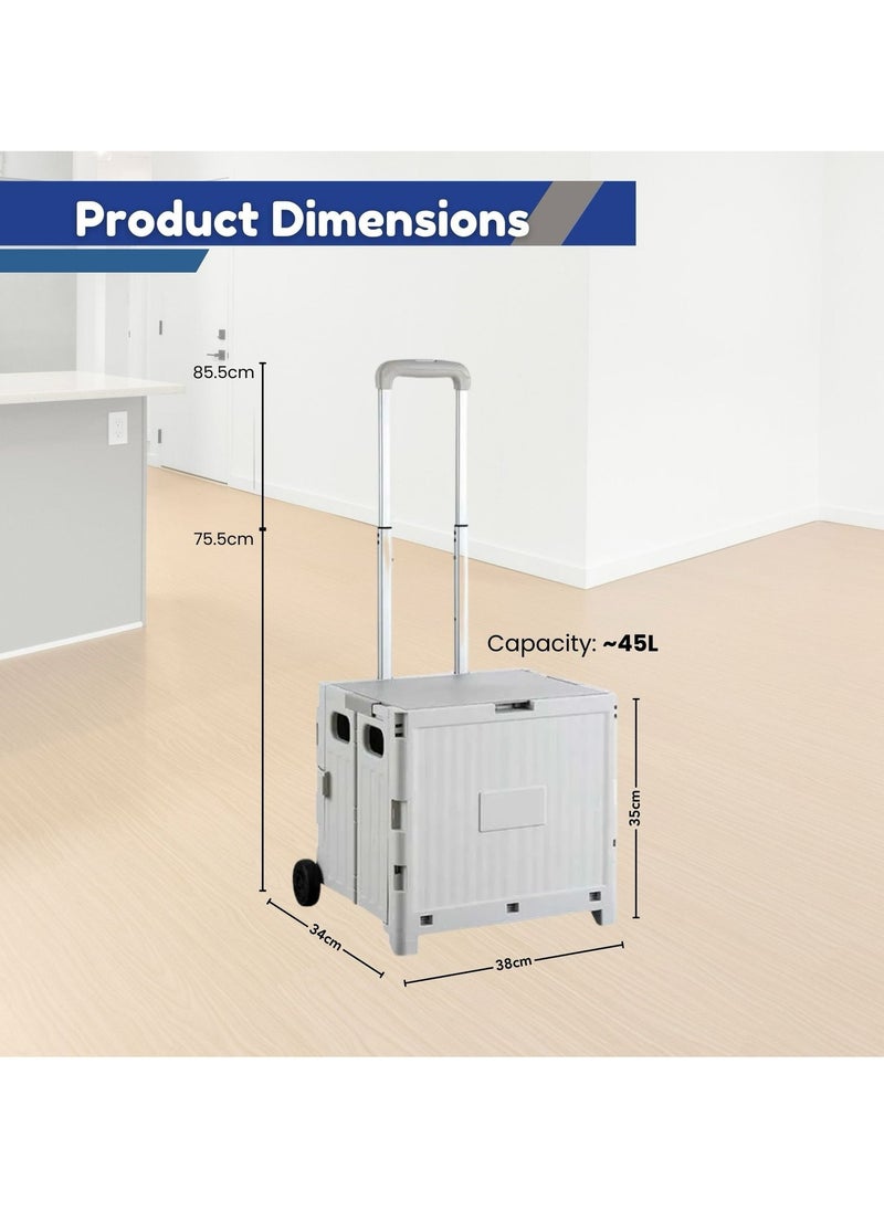 Home Smart Home Smart Foldable Storage Shopping Cart Multifunctional Storage Cart Portable And Lightweight For Groceries Travel Picnic Camping Office Classic Edition (Gray)  - Image 2
