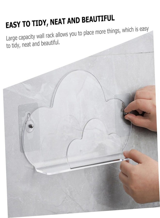 Nispruhay Shower Gel Storage Rack Acrylic Floating Wall Shelf Decorative Storage Stand for Bathroom Toothbrush Organizer Bathroom Storage Rack Acrylic Partition The Clouds - Image 4