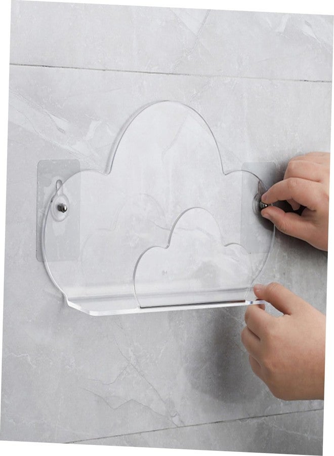 Nispruhay Shower Gel Storage Rack Acrylic Floating Wall Shelf Decorative Storage Stand for Bathroom Toothbrush Organizer Bathroom Storage Rack Acrylic Partition The Clouds - Image 3