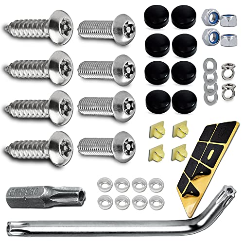 HAOBO Anti Theft License Plate Screws Anti Theft License Plate Frame Bolts Tamper Resistant Fasteners Stainless Steel License Plate Screws 14M6 Security Screw Set for Car License Plates - Image 1