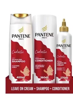 Pantene Pro-V Curlastic Bundle + Sulfate Free Shampoo 400ml With Pantene Pro-V Curlastic Moisturizing Conditioner 360ml And Pantene Pro-V Curlastic Defining Leave On Cream 270ml