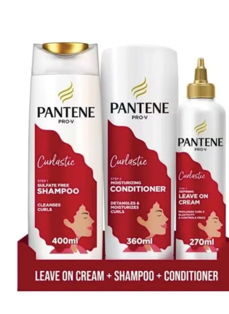 Pantene - Pantene Pro-V Curlastic Bundle + Sulfate Free Shampoo 400ml With Pantene Pro-V Curlastic Moisturizing Conditioner 360ml And Pantene Pro-V Curlastic Defining Leave On Cream 270ml - Image 1