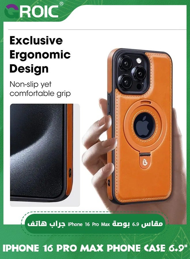 GROIC Leather case for iPhone 16 Pro Max Case,Protective Slim with Kickstand Shockproof  iPhone 16 Pro Max Phone Cover,Compatible with Magsafe iPhone 16 Pro Max Phone Shell 6.9'' - Image 4