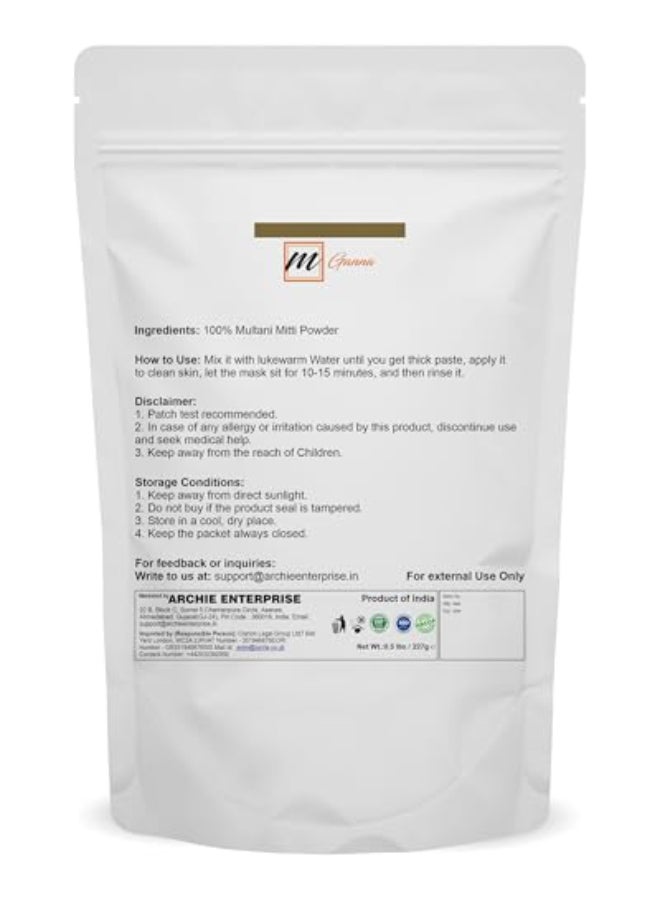 mGanna 100 Pure Natural 050 Lbs Purified Multani Mitti Mud Fullers Earth Clay Powder Cosmetic Grade Natural Face Mask Half Pound - Image 3