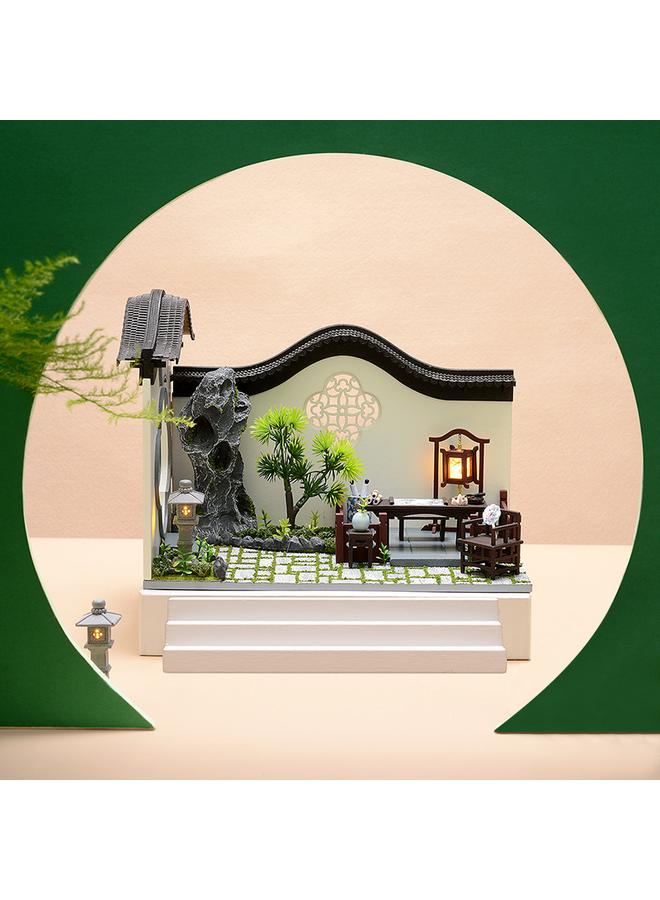 الأزرق جي دبليو منزل ذكي جديد مصنوع يدويًا على الطراز الصيني تم تجميعة كوخ DIY نموذج فناء الشعار الكلاسيكي بالحبر والكوخ على الطراز الصيني - Image 5