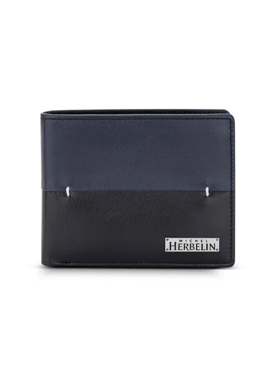 ميشيل هيربيلين Rime Leather Bi-Fold Blue & Black Wallet for Men's