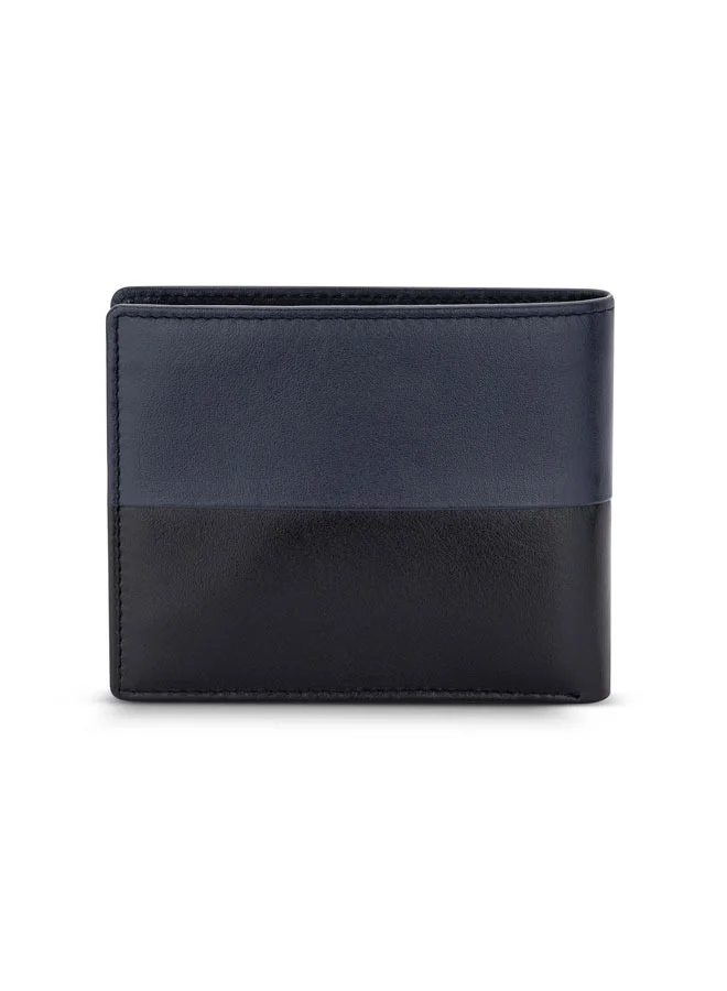 MICHEL HERBELIN Rime Leather Bi-Fold Blue & Black Wallet for Men's