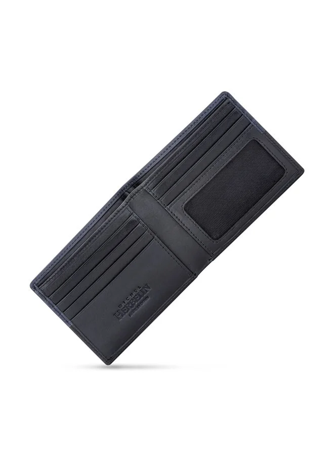 MICHEL HERBELIN Rime Leather Bi-Fold Blue & Black Wallet for Men's