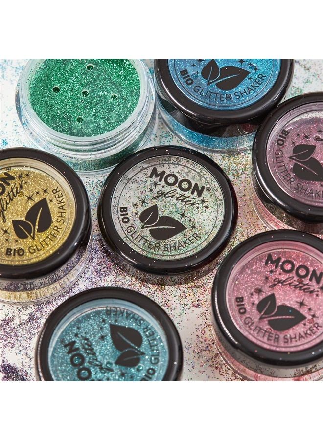 Moon Glitter Biodegradable Eco Glitter Shakers - 100% Cosmetic Bio Glitter for Face, Body, Nails, Hair & Lips - 5g Set of 8 plus Fix Gel - Image 3