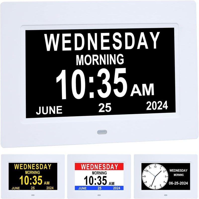 ybest 7 Inch Extra Large Day Date Time Digital Day Calendar Clocks with Auto-Dimming 12 Alarm Reminders Dementia Clock for Senior Elderly impaired Vision Memory Loss - Image 1