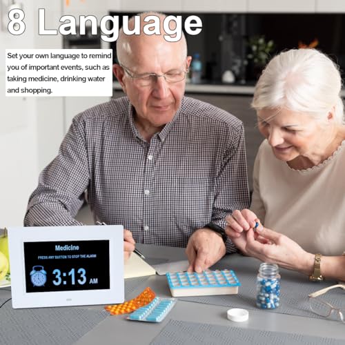 ybest 7 Inch Extra Large Day Date Time Digital Day Calendar Clocks with Auto-Dimming 12 Alarm Reminders Dementia Clock for Senior Elderly impaired Vision Memory Loss - Image 2
