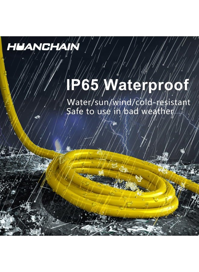 huanchain Indoor Outdoor Extension Cord 50 ft Waterproof, 16/3 Gauge Flexible Cold-Resistant Appliance Extension Cord Outside, 13A 1625W 16AWG SJTW, 3 Prong Heavy Duty Electric Cord Yellow, ETL - Image 5