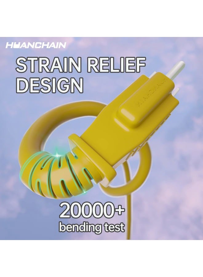 huanchain Indoor Outdoor Extension Cord 50 ft Waterproof, 16/3 Gauge Flexible Cold-Resistant Appliance Extension Cord Outside, 13A 1625W 16AWG SJTW, 3 Prong Heavy Duty Electric Cord Yellow, ETL - Image 2
