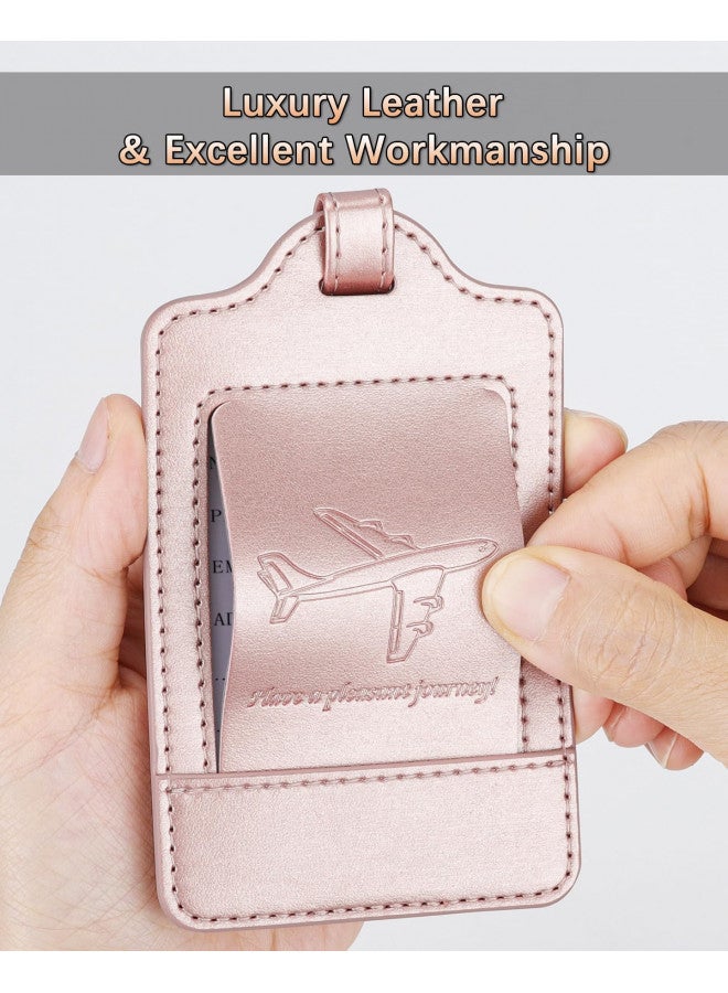 Teskyer Teskyer Luggage Tags, 3 Pack Premium PU Leather Luggage Tags Privacy Protection Travel Bag Labels Suitcase Tags - Image 3