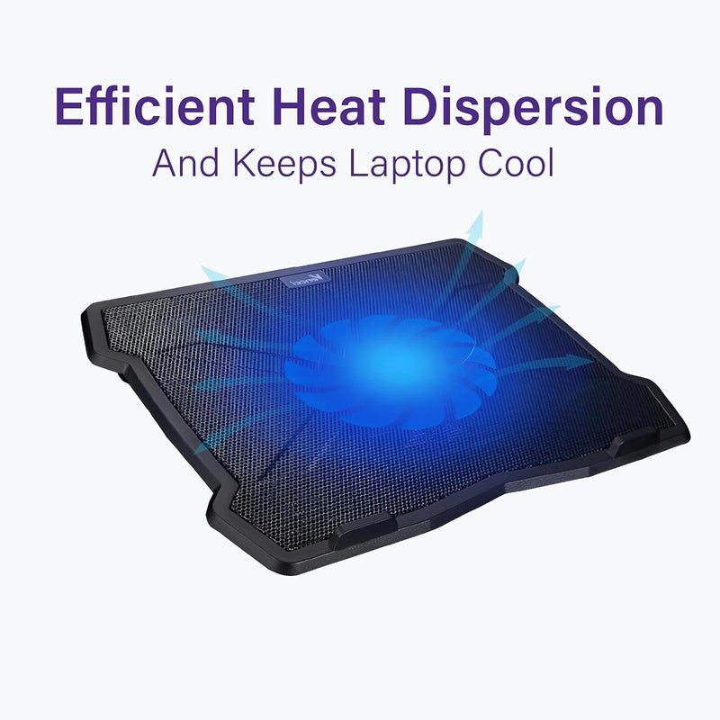 GEONIX GXCLPB01 Laptop Cooling Stand with 125mm Fan, Silent Operation, LED Light, Supports up to 15.6 inch Laptops and Retractable Stand, 1 Year Warranty. - Image 3