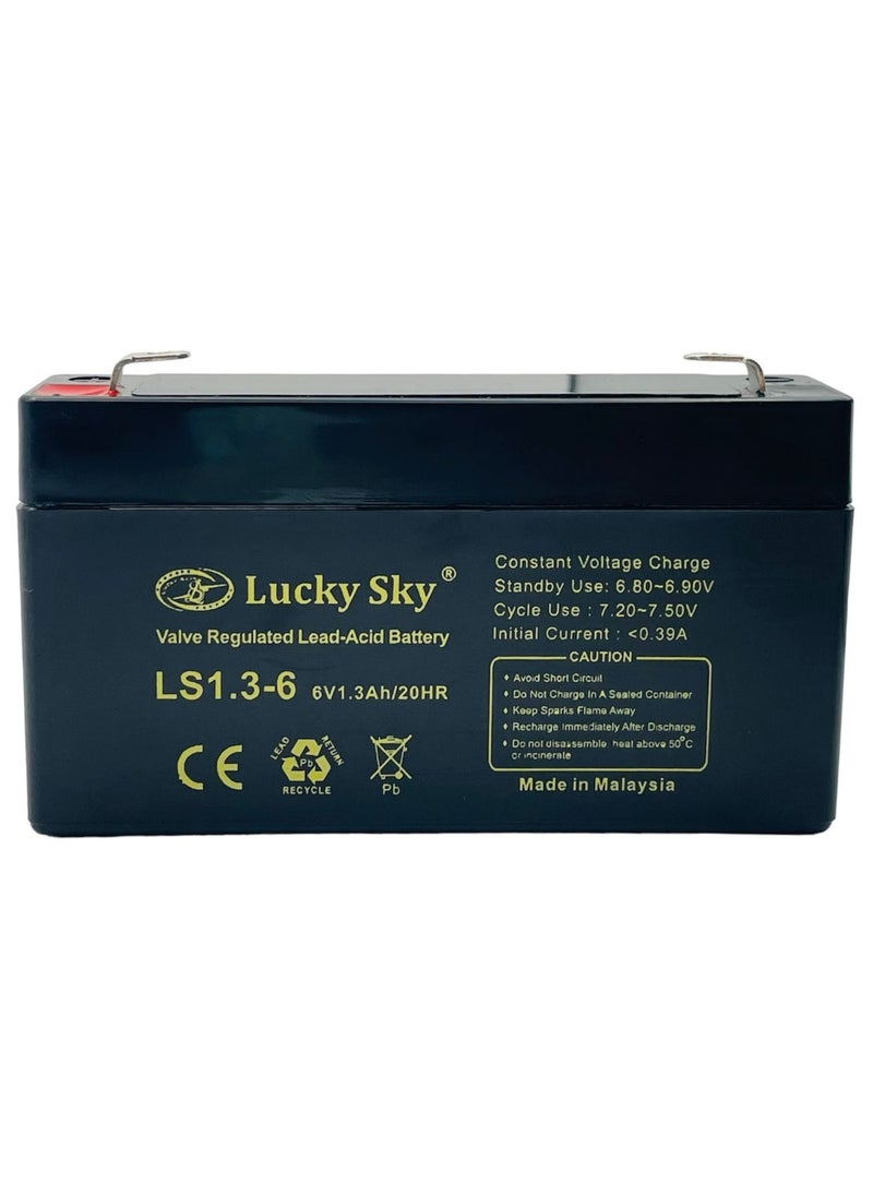 Lucky Sky - Battery 6V 1.3Ah High-Performance Rechargeable Sealed Lead Acid Battery is a reliable and long-lasting power source for a wide range of applications. - Image 1