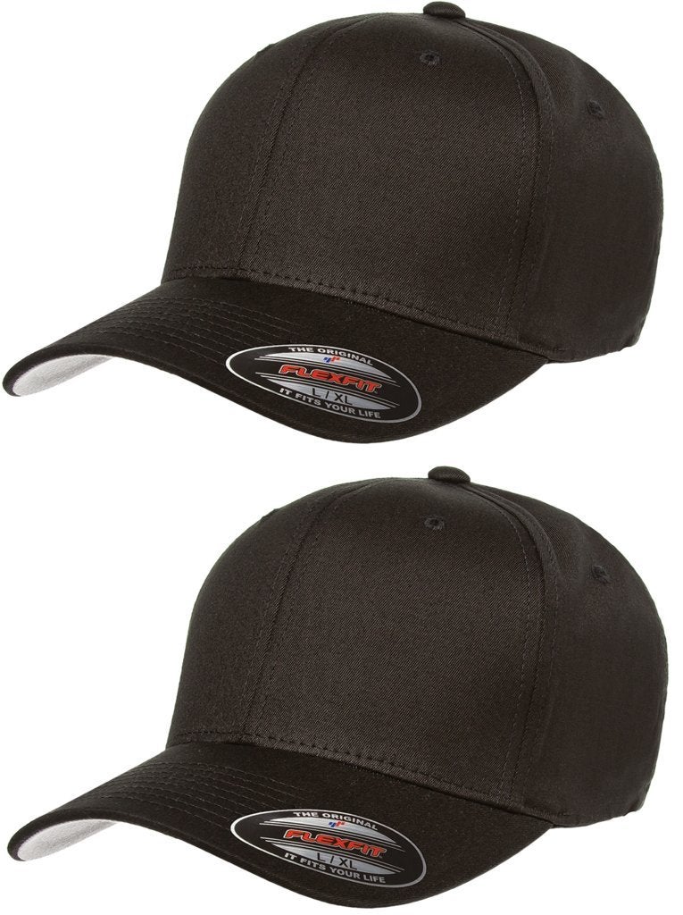Flexfit 2-Pack Premium Original Cotton Twill Fitted Hat Black - Image 1