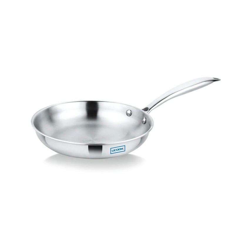 UCOOK Stainless Steel Triply Induction Compatible Frypan, 260 mm/2.25 LTR, Silver - Image 1