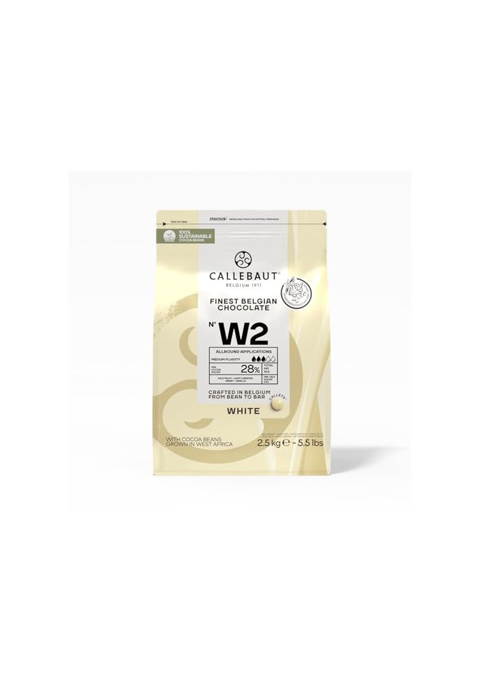 Callebaut Recipe No W2 Finest Belgian White Chocolate With 28 Cacao 22 Milk 551 Pound - Image 1
