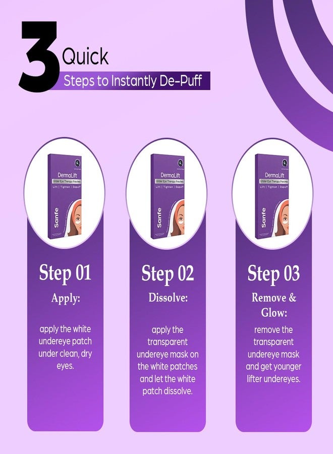 Sanfe DermaLift Under Eye Therapy Patches 2+2 Pairs | Eye Patches for Dark Circles | Collagen Mask | Dark Circles Removal | Under Eye Mask - Image 5