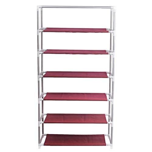 Ebee Plastic 6 Shelves Shoe Cabinet (Maroon) - Image 3