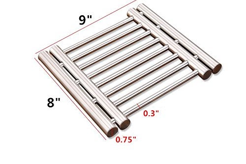 Leoyoubei Leoyoubei 8x9"Metal expands Trivet Wite from 9"to 15" Multi-Purpose Spoon Rest and Kitchen Table mats Shrink Pads Non-Sliding hot pad and Pot Holder (Silver x 2)  - Image 2