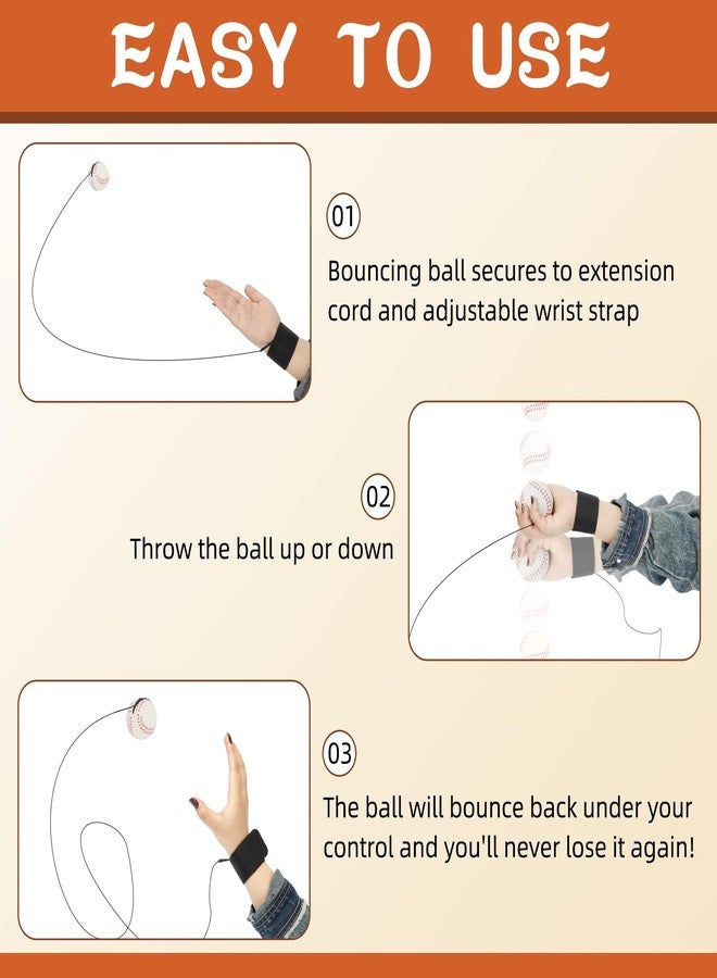 HEYTIMI 20 PCS Baseballs Wrist Return Ball on a String 2.36 Inch Rebound Bouncy Ball with Strap Sport Soccer Tennis Party Favors, Wrist Exercise, Outdoor Fun Activity for Kids & Adults - Image 4