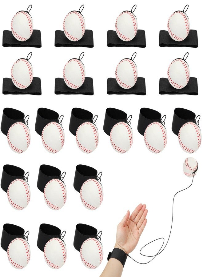 HEYTIMI 20 PCS Baseballs Wrist Return Ball on a String 2.36 Inch Rebound Bouncy Ball with Strap Sport Soccer Tennis Party Favors, Wrist Exercise, Outdoor Fun Activity for Kids & Adults - Image 1