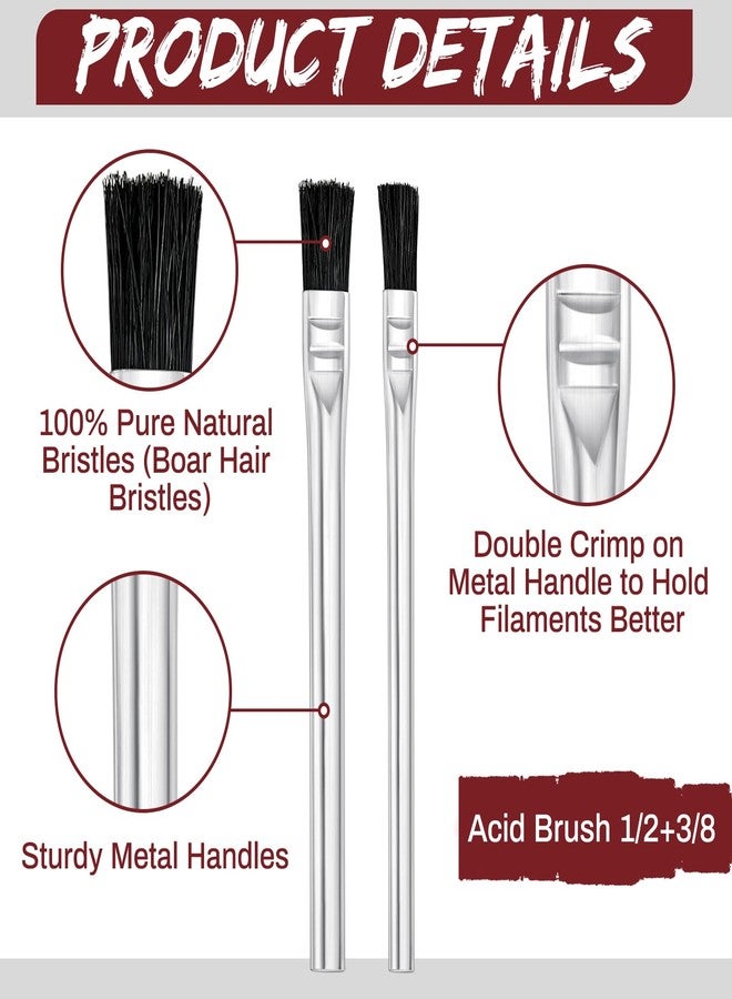 Mifoci Acid Brush Bulk Boar Hair Acid Flux Brushes Epoxy Wood Glue Brush Metal Tubular Handle Disposable Glue Brushes for Woodworking Soldering Crafting Home(1/2 Inch, 3/8 Inch Wide) - Image 3