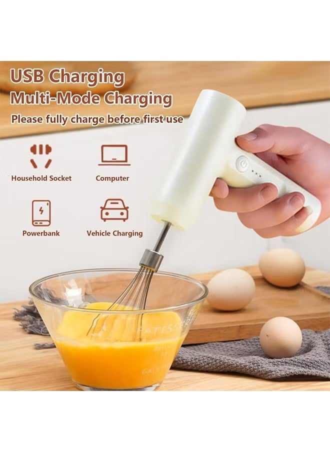 Arabest - Hand Mixer Electric Handheld with 2 Detachable Beaters and 3 Speed Modes, Electric Whisk, Cordless Egg Beater Small Mixer for Kitchen Baking & Cooking for Coffee, Milk, Eggs, Cakes, Chocolate, White - Image 1