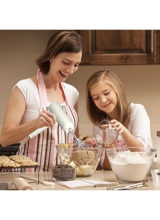 Arabest - Hand Mixer Electric Handheld with 2 Detachable Beaters and 3 Speed Modes, Electric Whisk, Cordless Egg Beater Small Mixer for Kitchen Baking & Cooking for Coffee, Milk, Eggs, Cakes, Chocolate, White - Image 1