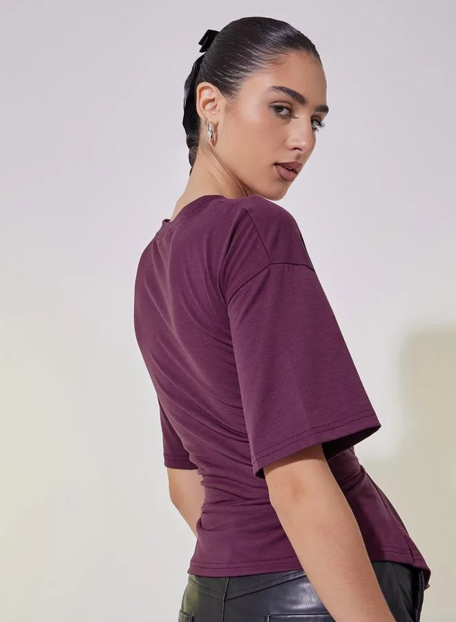Take Two Solid Tie-Up Detail Regular Fit T-Shirt