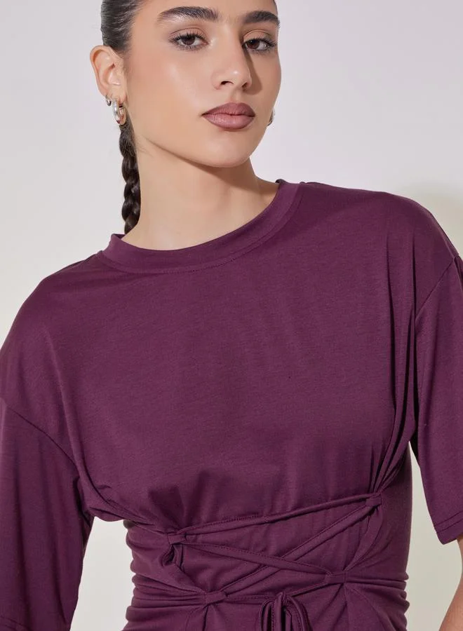 Take Two Solid Tie-Up Detail Regular Fit T-Shirt