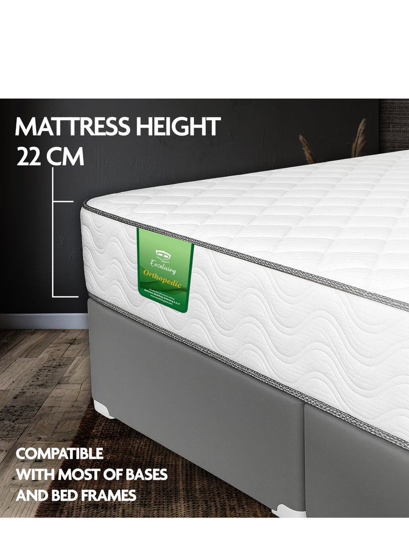 EASELIVING مرتبة أورثوبيديك بحجم كوين - مرتبة متوسطة الصلابة بسُمك 22 سم مع قماش قابل للتهوية | مرتبة أورثو بنيل قابلة للعكس مع تخفيف الضغط لجميع أوضاع النوم | ضمان 3 سنوات (150 × 200 سم) - Image 2