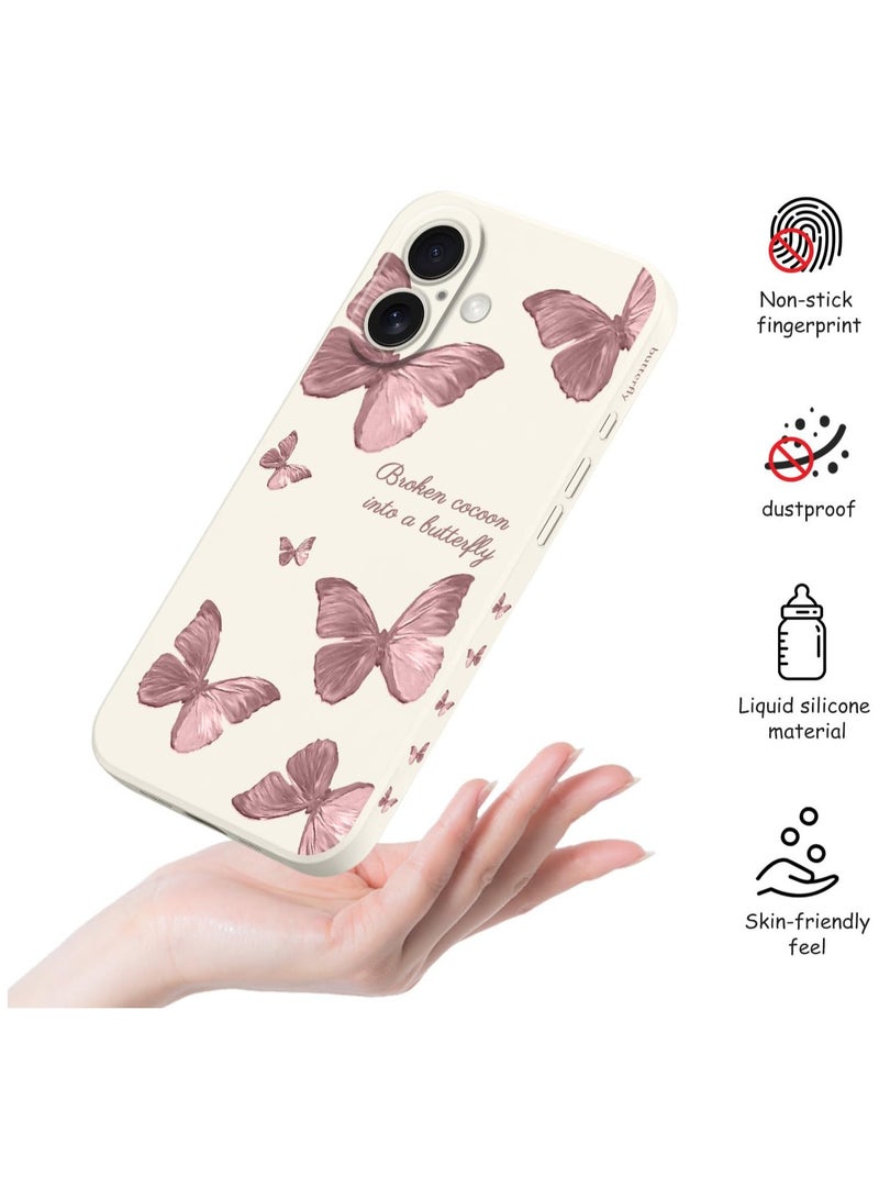 for iPhone 16 Case Scratch Resistant Soft Slim Fit Floral Phone Cover for iPhone 16 6.1 inch-Butterfly White - Image 5