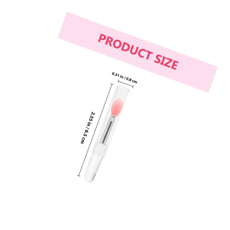 6pcs Silicone Lip Mask Brush Set with Lid, Translucent and Crimson Heads, Reusable Lip Balm Applicator Tools for Makeup and Skincare Use - Image 2