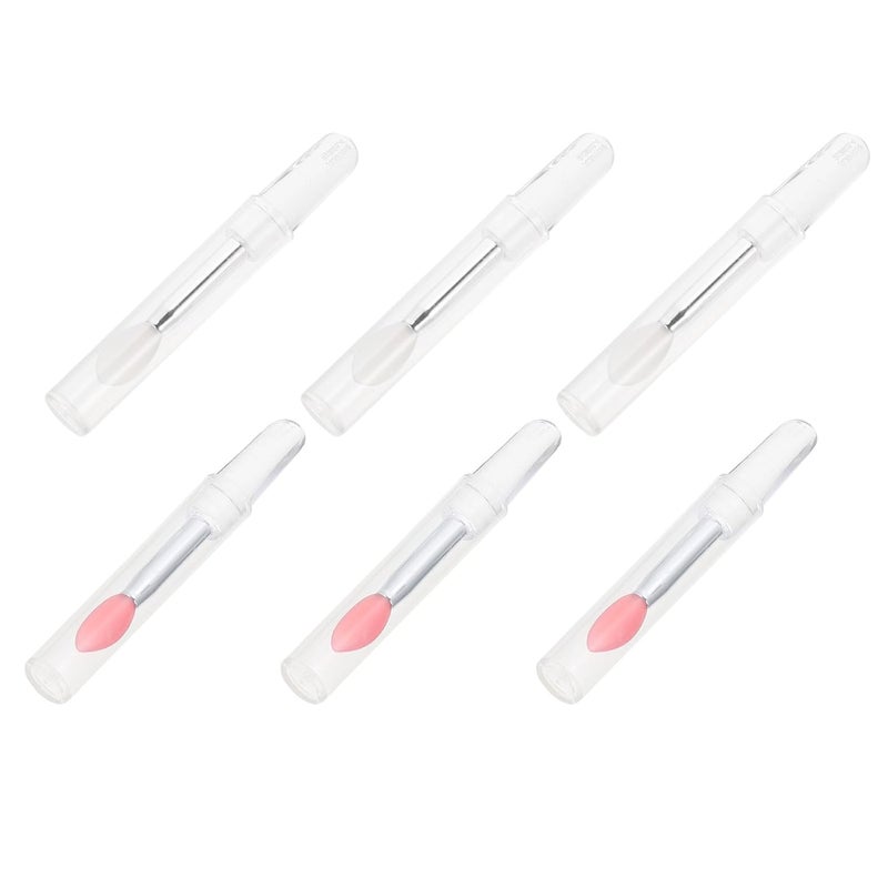 6pcs Silicone Lip Mask Brush Set with Lid, Translucent and Crimson Heads, Reusable Lip Balm Applicator Tools for Makeup and Skincare Use - Image 1