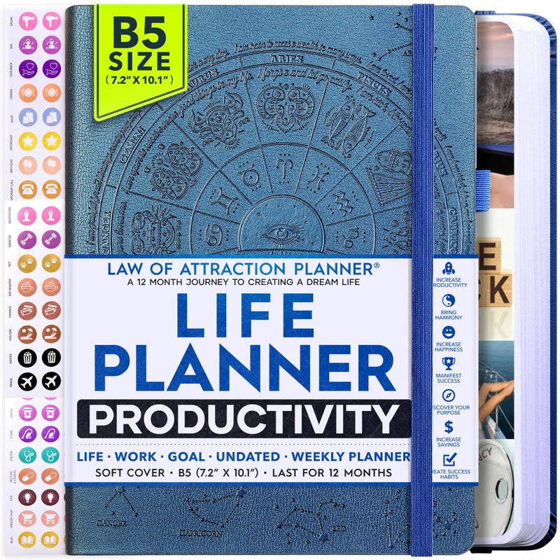 Freedom Mastery Law of Attraction Planner â€“ Undated Hourly, Weekly & Monthly Goal Setting Planner, 12-Month to Increase Productivity | Life & Gratitude Journal, Include Foldable Vision Board, Gift Box & Stickers - Image 1
