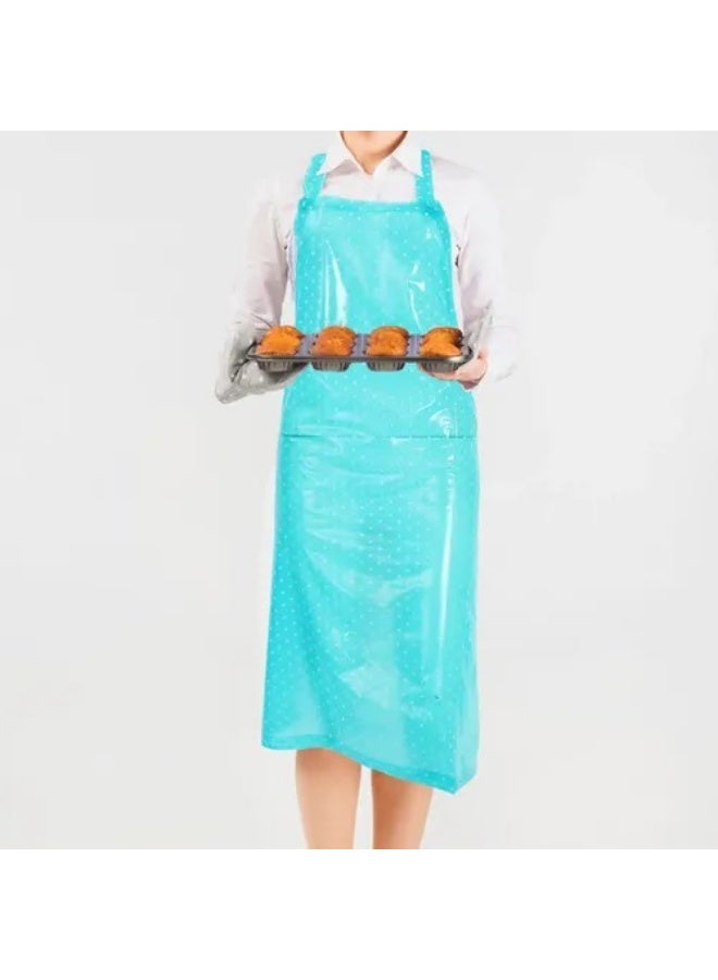 Waterproof Cooking Apron (12-Piece Set): Oil-resistant kitchen apron designed for household cooking and cleaning tasks; made of acid- and alkali-resistant plastic to provide protection for the wearer. Color: Pink. - Image 4