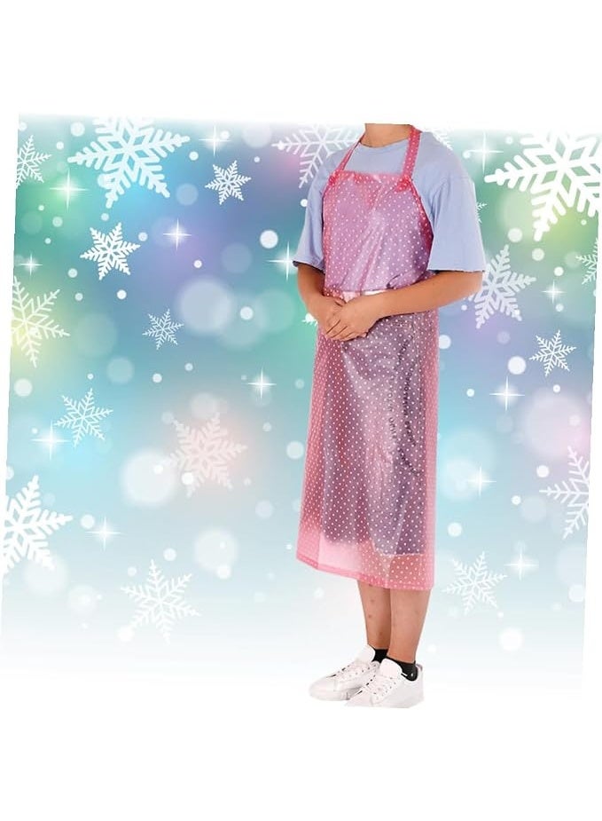 Waterproof Cooking Apron (12-Piece Set): Oil-resistant kitchen apron designed for household cooking and cleaning tasks; made of acid- and alkali-resistant plastic to provide protection for the wearer. Color: Pink. - Image 5