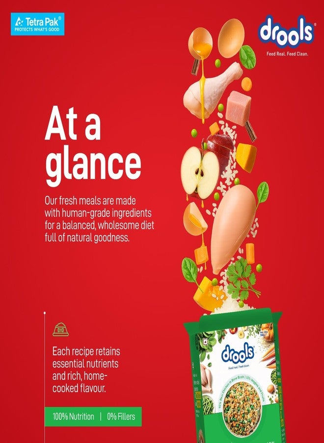 Drools Dog Fresh Food Tetra Pak Real Chicken & Vegetables, for Adult & Puppy, 350g | High Protein, 90% Real Meat | No Preservatives | Retains Freshness & Flavours | Ready to Serve | One Pack Per Meal - Image 5