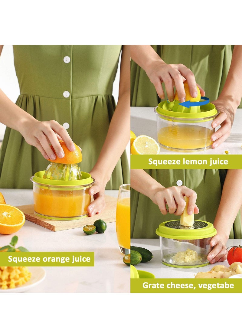 Barakah عصارة البرتقال الحمضية، عصارة ليمون يدوية مع كوب قياس مدمج سعة 16 أونصة، عصارة يدوية متعددة الوظائف مع قواطع بأحجام متعددة وقاعدة غير قابلة للانزلاق، مبشرة زنجبيل وثوم وجبنة - Image 5