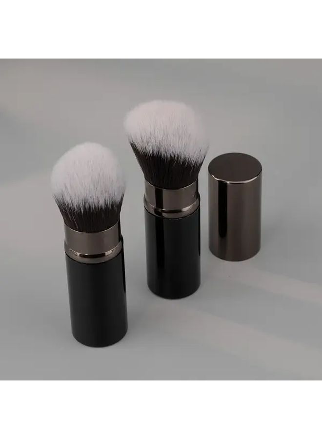Retractable Short Hair Powder Brush With Soft Nylon Bristles And Tube Travel Friendly Compact Design For Loose Powder Foundation Blush Bronzer All Beige Types Brown Handle Professional Makeup Brush - Image 5