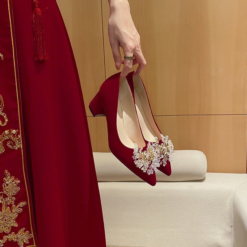 Women's Wedding High Heels with Block Heel - Image 4