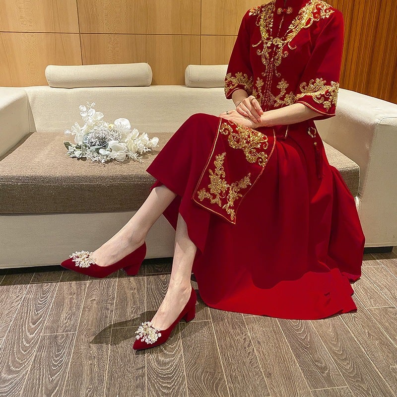 Women's Wedding High Heels with Block Heel - Image 5