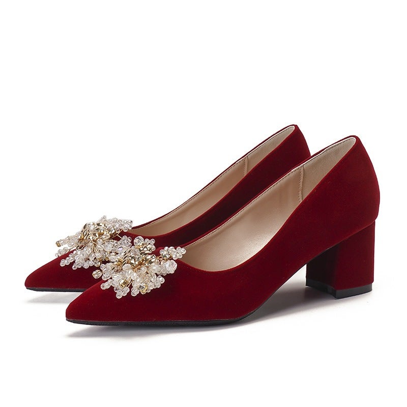 Women's Wedding High Heels with Block Heel - Image 1